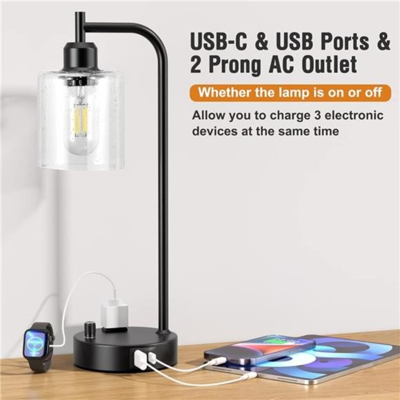 Table Lamps for Bedrooms Set of 2 - Fully Dimmable with USB A and C Ports - Picture 6 of 6